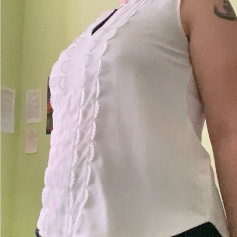 Ann Taylor White Blouse with Textured Detail